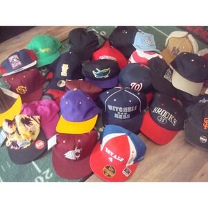 25PC LOT SNAPBACK FITTED  NFL MLB NBA BLANK 90S NEW HAT CAP DEADSTOCK VINTAGE T8